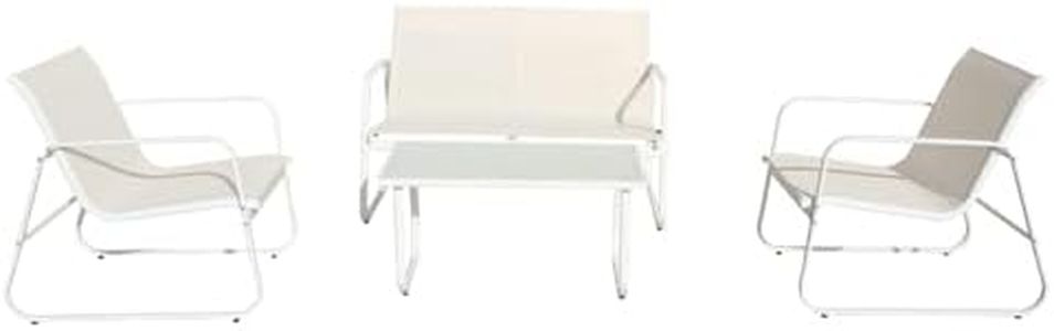 Mc Haus Conjunto de jardín 4 plazas Capri Sand, Mesa de Centro Exterior + sofá 2 plazas + 2 sillones, Color Blanco, Resistente a los Rayos UV