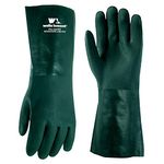 Chemical Resistant Gloves 14inch, PVC Coated Gloves, Cotton Fleece Lining, One Size (Wells Lamont 167L) , Green