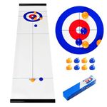 Lotvic Tabletop Curling Game, Family Games for Kids and Adults, Quick & Easy to Set-Up Curling Game, Compact Fun Family Games, Portable Tabletop Games for Travel Home Party (Curling Game)