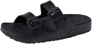 Skechers Women's Double Band Sandal Slide, Black, 9