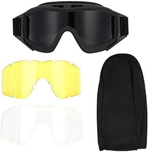 Alomejor - Gafas tácticas de protección antiniebla antiniebla con 3 lentes de espectáculo de protección para ciclismo, conducción paintball táctico Airsoft Ski(negro)
