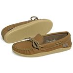 Laurentian Chief Moccasins with 8-Hole Collar for Ladies – Stylish and Comfortable House Slippers with Natural Rubber Sole – Leather Indoor and Outdoor Slippers (Cork, numeric_10)