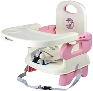 GOCART WITH G LOGO Baby Booster Feeding Chair -Easy Travel Chair - with Safety Belt and Removable Dining Tray for Infants and Toddlers (Pink)