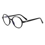 JFXQDR Round Blue Light Blocking Glasses Women Men, Circle Frame Computer Eyeglasses Anti Glare & UV400 RF6206 (Black)