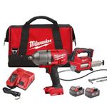 Milwaukee M18 FPP2AI-502B 18V Impact Wrench/Grease Gun Twin Pack with 2 x 5.0Ah Batteries, Charger in Bag