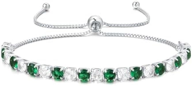LOVANS Tennisarmbänder für Damen und Mädchen aus Silber Verstellbares Armband Damen mit weißen und grün Zirkonia Steinen Geschenke für Frauen Schmuck für Weihnachten Valentinstag