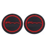 Car Cup Holder Insert Anti-Dust Non-Slip Rubber Coaster Mats Compatible for Fi At 500 Cars 2 pcs with logo (Red)