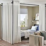 Room Divider, No Drilling Curtain Rod Hanging Wall Divider for Room Separation, 120” Tall 114” Wide Adjustable Floor to Ceiling Partition Room Dividers, Heavy Duty Corner Room Divider Curtain Rods