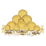 iRiN by Dr.WaterR Parivar Stainless Steel Premium Dinner Set Gold PVD | Kitchen Set | Ideal for Home | Restaurant | Gifting | Wedding | Bowls, Plate, Glass, Spoon, Fork (Pack of 51pcs - for 6 Person)