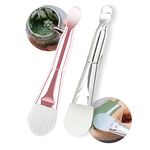 2 PCS Face Mask Brush Scoop-Ended, Silicone Mask Brush and Soft Mask Brush Set, Mask Applicator Tool Clay Mask Cream (assort color) (2 pcs mix)