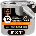 Heavy Duty White Poly Tarp 10' X 10' - Multipurpose Protective Cover - Durable, Waterproof, Weather Proof, Rip and Tear Resistant - Extra Thick 12 Mil Polyethylene - by Xpose Safety