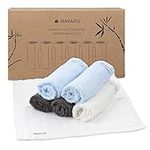 Navaris Bamboo Wash Cloths (Pack of 6) - 25 x 25 cm Soft Face Cloth Flannel Towel Set for Washing Face, Makeup Removal, Body, Babies - Multi Colours