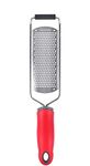 P-Plus International Lemon Zester & Cheese Grater - Parmesan Cheese, Lemon, Ginger, Garlic, Vegetables, Fruits - Razor-Sharp Stainless Steel Blade Protective Cover, Dishwasher Safe 12 Inch Flat (RED)