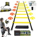 YGORTECH Football Speed Agility Training Set, Agility Ladder, 12 Sports Cones and Football Kick Trainer, Football Training Equipment Footwork Drills for Kids and Adults