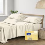 100% Cotton Split King Size Sheet Set - 5 Piece Set - Hotel Luxury Bed Sheets - Deep Pockets - Easy Fit - 600 TC Sateen Weave Breathable & Cooling Comfy - Ivory Bed Sheets - Split Kings Sheets