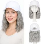 SEGO Hat Wig, Hat with Hair Attached for Women White Baseball Cap with Hair Extensions, Short Curly Bob Baseball Cap Wig Adjustable Hats for Daily Party 8 Inch #88A/89A