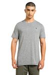 TECHNOSPORT Mens Slim Fit Self-Design T-Shirt for Gym, Workout, Sports and Regular Use - (MTOR40LCM_Light Carbon_XL)