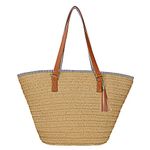 Womens Large Straw Shoulder Bag Beach Tote Handbag Purse with Tassel for Summer