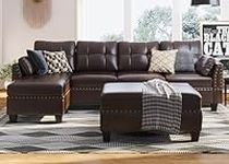 HONBAY Faux Leather Sectional Sofa 