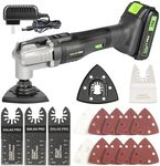 GALAX PRO Oscillating Tool, 20V Lithium Ion Cordless Oscillating Multi Tool with 1.3Ah Battery and Charger, 3pcs Blade and 10pcs Sanding Papers for Sanding, Grinding