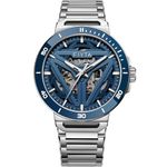 FIYTA Men's Classic Sport 3-Hand Watch, Stainless Steel Automatic Watch for Men, Synthetic Sapphire Crystal, Luminous, 100M Water Resistant, 42mm, Silver/Blue, 42mm, sport