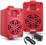 PyleUsa Bluetooth Indoor Outdoor Speakers Pair - 200 Watt Dual Waterproof 3.5” 2-Way Full Range System w/ 1/2” High Compliance Polymer Tweeter - Home, Boat, Marine, Deck, Patio, Poolside -PDWRBT36RD