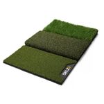 SKLZ Pure Practice Mat, Golf Mat with 3 Surfaces for Practice from the Tee, Narrow Fairway, and First Cut Rough, Durable, One Size, 63.5 cm x 40.64 cm, Green