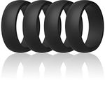 ThunderFit Mens Silicone Rings Wedding Bands - 4 Pack Classic & Middle Line (4 Black Rings, 8.5-9 (18.9mm))