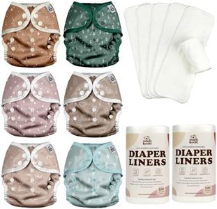 Mama Koala Reusable Adjustable Cloth Diaper Covers Size M, with 6pcs 5-Layer Bumboo(No Microfiber) Inserts, and 2 Rolls Natural Liners