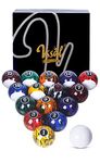 VSSAL Billiard Balls Set Pool Table Balls Marble-Swirl Style 16 Ball Set