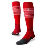 Stance Men's Diamond PRO STRIPE Over the Calf Socks, White,red, Large