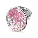 Onsolo Compact Makeup Mirror Mini Round Female Folding Mirror Metal Pocket Double-sided Magnifying Small Handbag Travel Purse Mirror for Mum Girl Student Birthday Gift