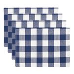 Elrene Home Fashions Farmhouse Living Buffalo-Check Placemats, Rustic Dining-Table Decor, Set of 4, 13" x 19", Blue/White