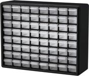 Akro-Mils 10164 64-Drawer Plastic Drawer Storage Cabinet for Garage Organization, Lego Storage, Teacher Toolbox, Makeup Organizer, and More, 20-Inch W x 6-Inch D x 16-Inch H, Black