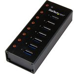 StarTech.com 7 Port USB 3.0 Hub - Metal Enclosure - Desktop or Wall Mountable - USB 3 Hub - USB Extender - Powered USB 3.0 Hub - USB Splitter (ST7300U3M)