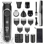 Hatteker Beard Trimmer Hair Clipper Hair Trimmer Grooming Kits Electric Shaver Razor for Men Mustache Nose Ear Body Precision Trimmer Groomer Multigroom IPX7 Waterproof Cordless Rechargeable 6 in 1