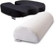 5 STARS UNITED Half Moon Bolster Semi-Roll Pillow and Seat Cushion for Desk Chair, Bundle