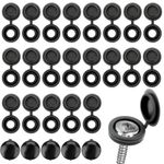 170Pcs Screw Caps Black Plastic Caps for Screws Hinged Screw Head Covers Decorative Toilet Screw Cover Caps Fold Screw Snap Covers for M4-M8 Screws