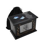 Cremation Urns for Human Ashes, Wooden Urns Box with Picture Frame, Funeral Memorial Urns for Adult Male Female, Decorative Urn Burial Urn with Velvet Bag, Holds Up to 200 LBS (Black-Butterfly)