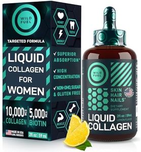 Liquid Collagen Peptides with Biotin - Wild Fuel Sublingual Support Drops - 10,000mcg Collagen, 5,000mcg Biotin - Youthful Skin, Hair Growth, Strong Nails and Bones, Flexible Joints - Lemon - 2 floz