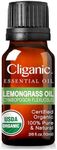 Cliganic USDA Organic Lemongrass Essential Oil - 100% Pure Natural Undiluted, for Aromatherapy Diffuser | Non-GMO Verified