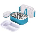 RiYAXN Twist 800 ML Leak-Proof Steel Tiffin Box for Kids & Adults | 4 Compartments + 100 ML Bowl, BPA-Free & Kids Lunch Box | Freezer & Microwave Safe |Stylish Lunch Box Steel for School & Office|