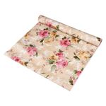 Kuber Industries Shelf Liner | PVC Kitchen Cabinet Shelf Mat | Shelf Mat for Drawer Organizer | Fridge Mat | Table Placemat | Flower Design Wardrobe Mat | 5 Meter | Beige