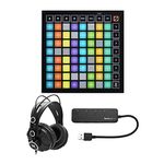 Novation Launchpad Mini MK3 Grid Controller for Ableton Live Bundle with Headphones and Knox 4 Port 3.0 USB Hub (3 Items)