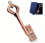128GB USB 2.0 Flash Drive,Smozer Metal Love Heart Key Shaped USB Drive Thumb Drive USB Computer Memory Drive Nice Gifts for Wedding/Anniversary/Photography (128GB, 1 Pack with Gift Box)