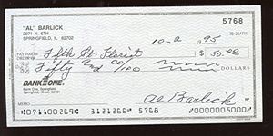 Sports Collectible Personal Checks