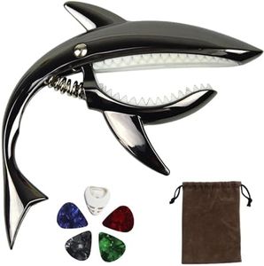 BEANPRECOY Shark Guitar Capo Acoustic Capo 6 String Guitar Accessories Spring Capo with Velvet Pouch Zinc Alloy Tone Clip Electric Guitars Capo Shaped Capo for Banjo Bass Acoustic Ukulele