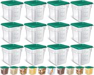 Yungyan 12 Pcs 4 Qt Commercial Food Storage Containers with Lids Restaurant Square Airtight Food Storage Containers Clear Cereal Storage Containers for Kitchen Freezer Dishwasher Pantry (Green Lid)