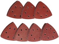 STEBRUAM Delta-Triangle Sanding Sheets, Sanding discs 70 Pieces Detail Sander Pads 6 Holes Triangle Sandpaper 10 x Grits 60/80/120/180/240/320/400 Triangle Sanding Pads 93 x 93 x 93 mm Sander Sheets