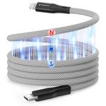 Magtame Magnetic USB C to Lightning Cable Coiled, 3.3FT MFi Certified iPhone Charger Fast Charging, Braided Type C to Lightning Cable for iPhone 14 13 12 11 Pro Max XR XS X 8 Plus SE